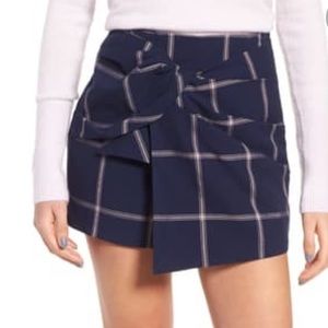 Leith tie front windowpane plaid skort
